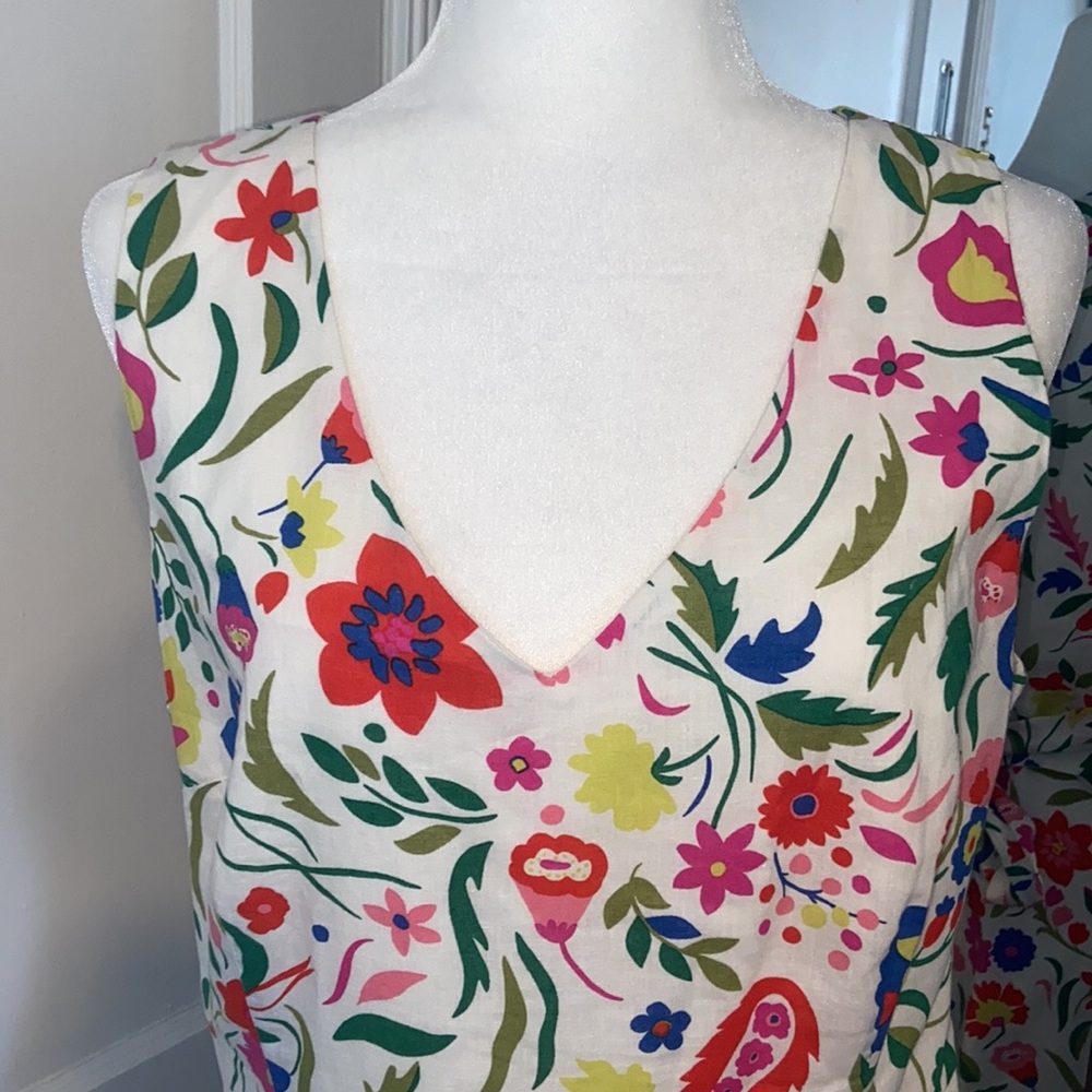Boden Floral Midi Dress in White with Multicolor Print - Picture 7 of 8